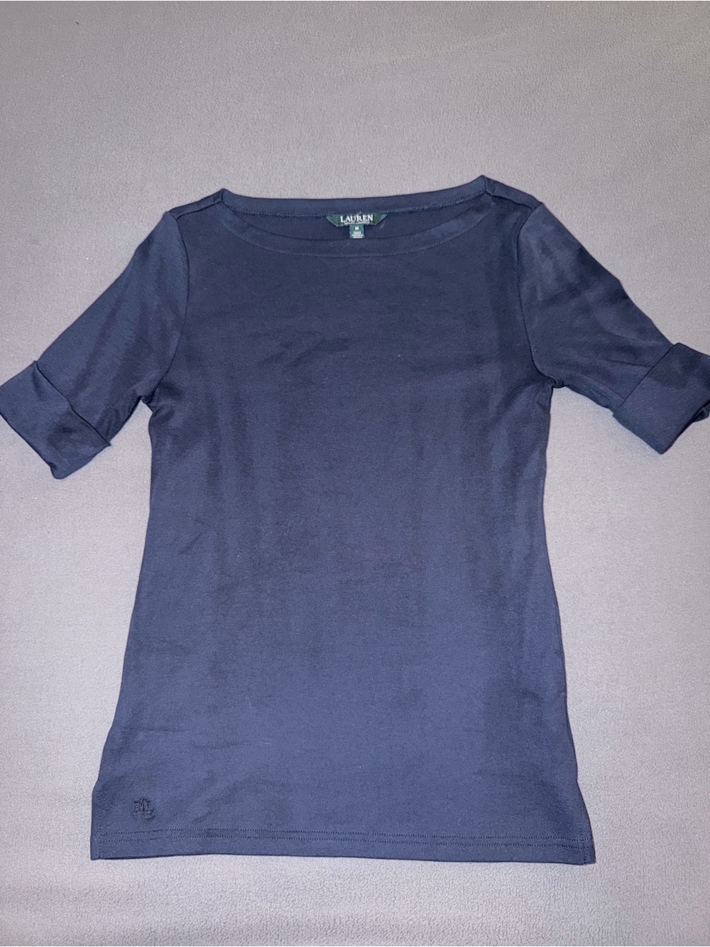 LAUREN Ralph Lauren Navy Short-Sleeve Boatneck Top